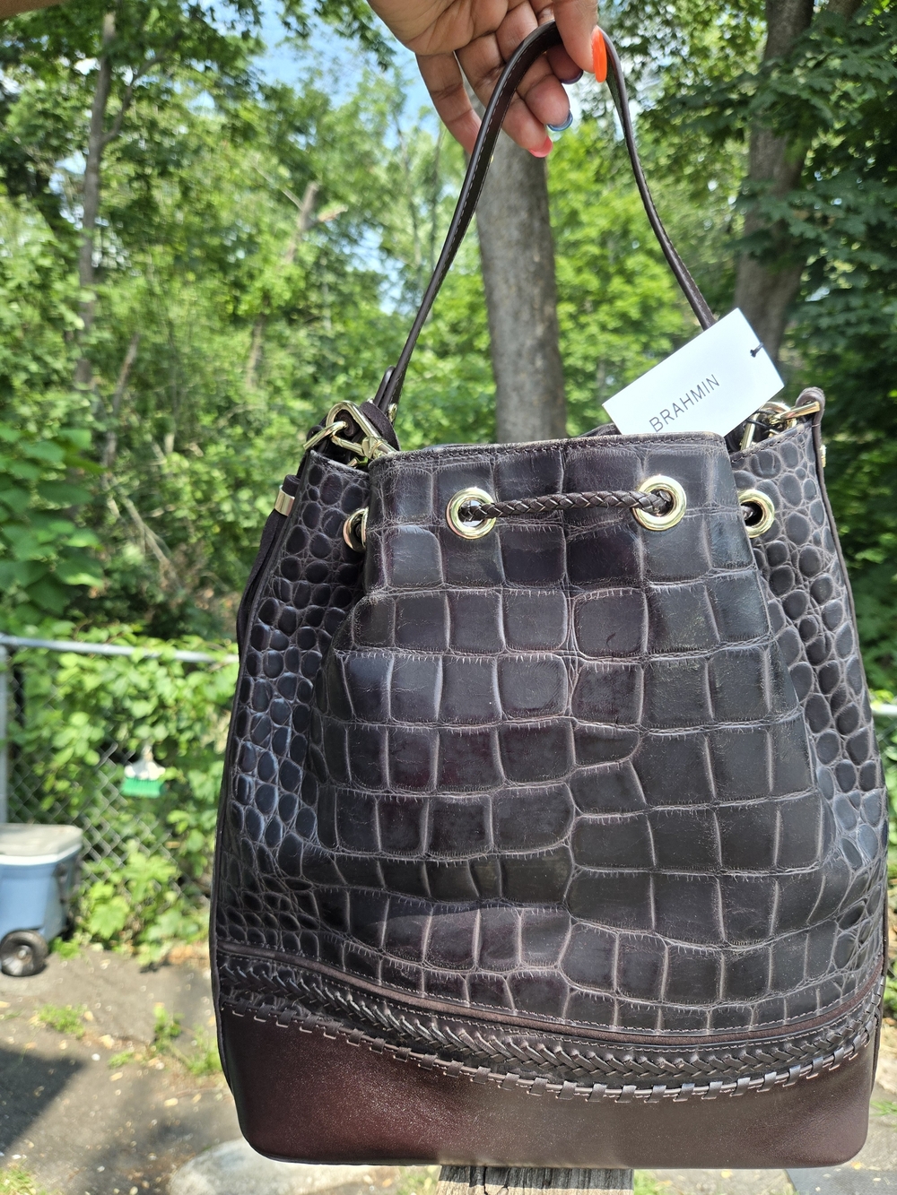 Brahmin Marlowe Cocoa Dalloway Genuine Leather Satchel NWT - Picture 4 of 13